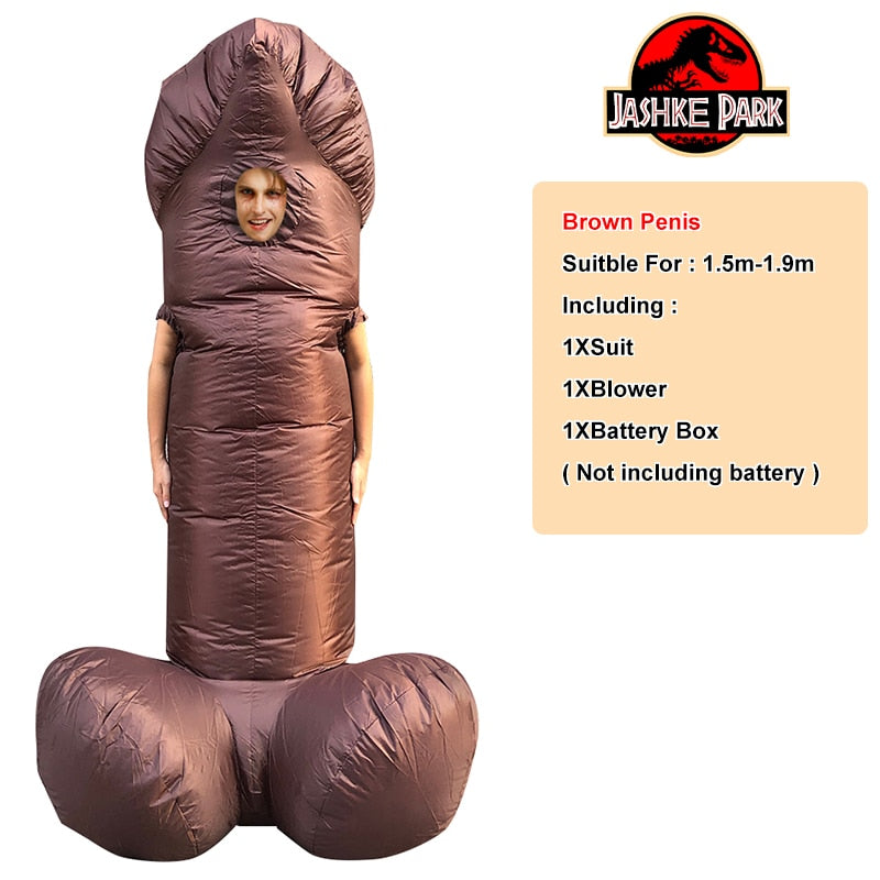 Penis Inflatable Costumes for Adult Sexy Dick Jumpsuit Funny Dress Disfraz Holiday Paty Halloween Anime Cosplay Suit