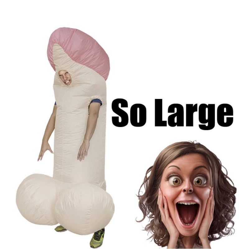 Penis Inflatable Costumes for Adult Sexy Dick Jumpsuit Funny Dress Disfraz Holiday Paty Halloween Anime Cosplay Suit