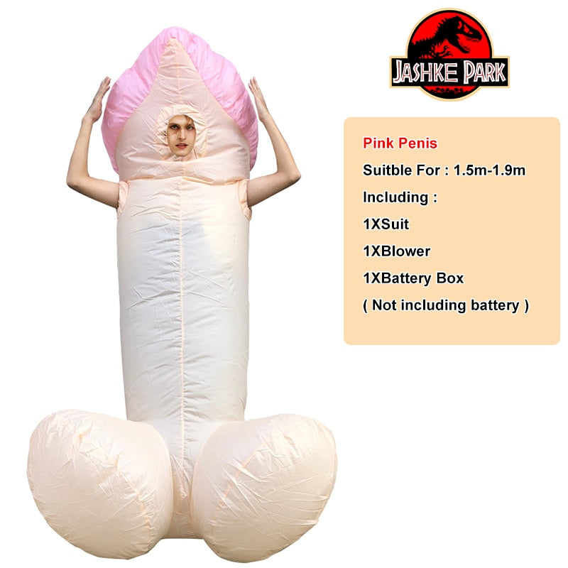 Penis Inflatable Costumes for Adult Sexy Dick Jumpsuit Funny Dress Disfraz Holiday Paty Halloween Anime Cosplay Suit