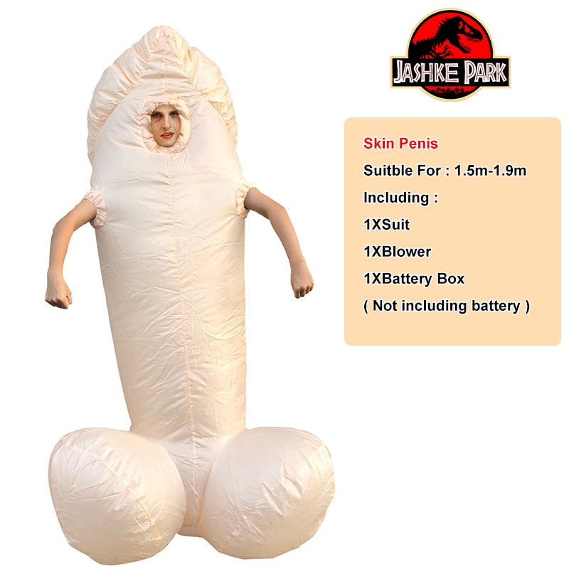 Penis Inflatable Costumes for Adult Sexy Dick Jumpsuit Funny Dress Disfraz Holiday Paty Halloween Anime Cosplay Suit