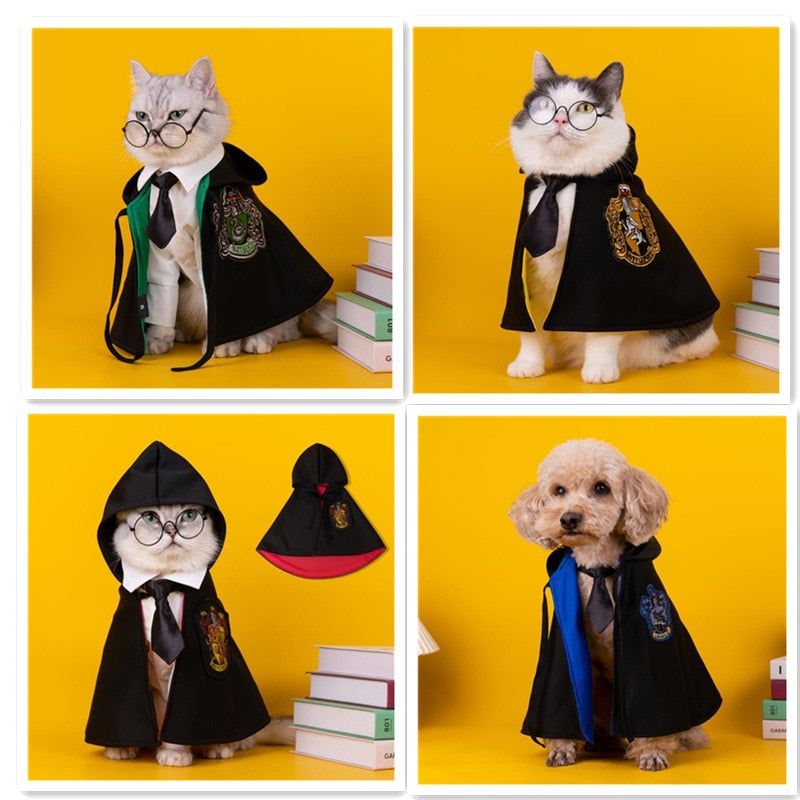 Pet Clothes Dogs Harries Cape False Collar for Glasses Cosplay Coat Potters Hooded for Puppy Small Medium Large Dog Cat Clothes