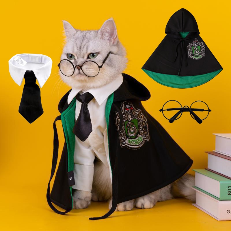 Pet Clothes Dogs Harries Cape False Collar for Glasses Cosplay Coat Potters Hooded for Puppy Small Medium Large Dog Cat Clothes