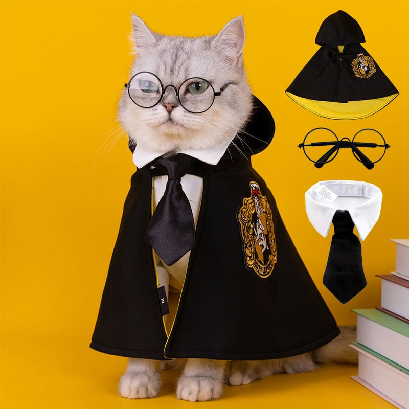 Pet Clothes Dogs Harries Cape False Collar for Glasses Cosplay Coat Potters Hooded for Puppy Small Medium Large Dog Cat Clothes