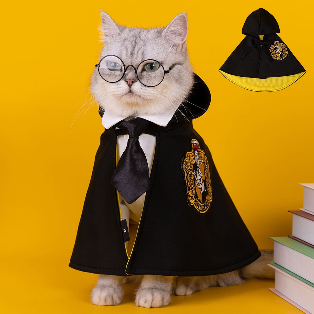 Pet Clothes Dogs Harries Cape False Collar for Glasses Cosplay Coat Potters Hooded for Puppy Small Medium Large Dog Cat Clothes