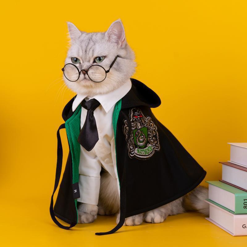 Pet Clothes Dogs Harries Cape False Collar for Glasses Cosplay Coat Potters Hooded for Puppy Small Medium Large Dog Cat Clothes