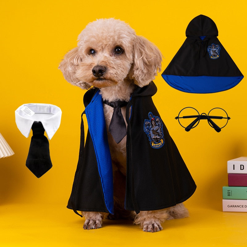 Pet Clothes Dogs Harries Cape False Collar for Glasses Cosplay Coat Potters Hooded for Puppy Small Medium Large Dog Cat Clothes