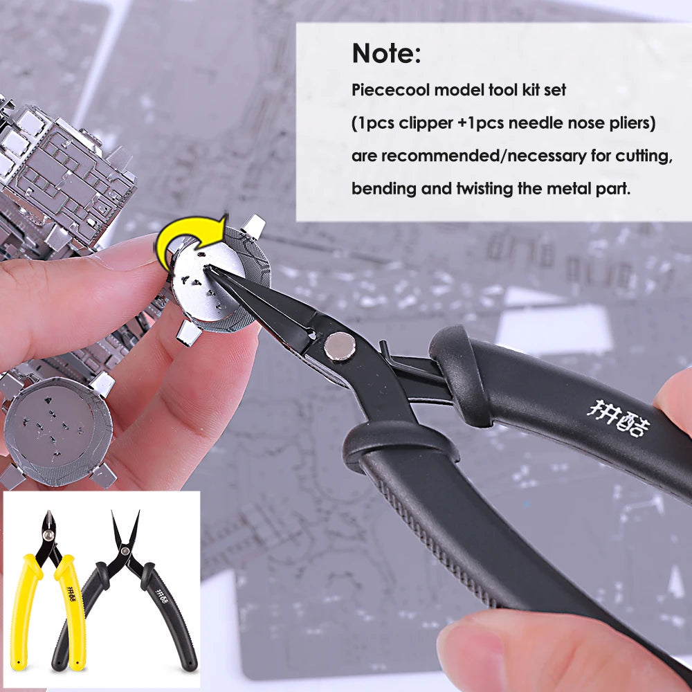 2Pcs Assembly Tool 3D Metal Model Kits Tools Set for Assembling Clipper &amp; Needle Nose Pliers