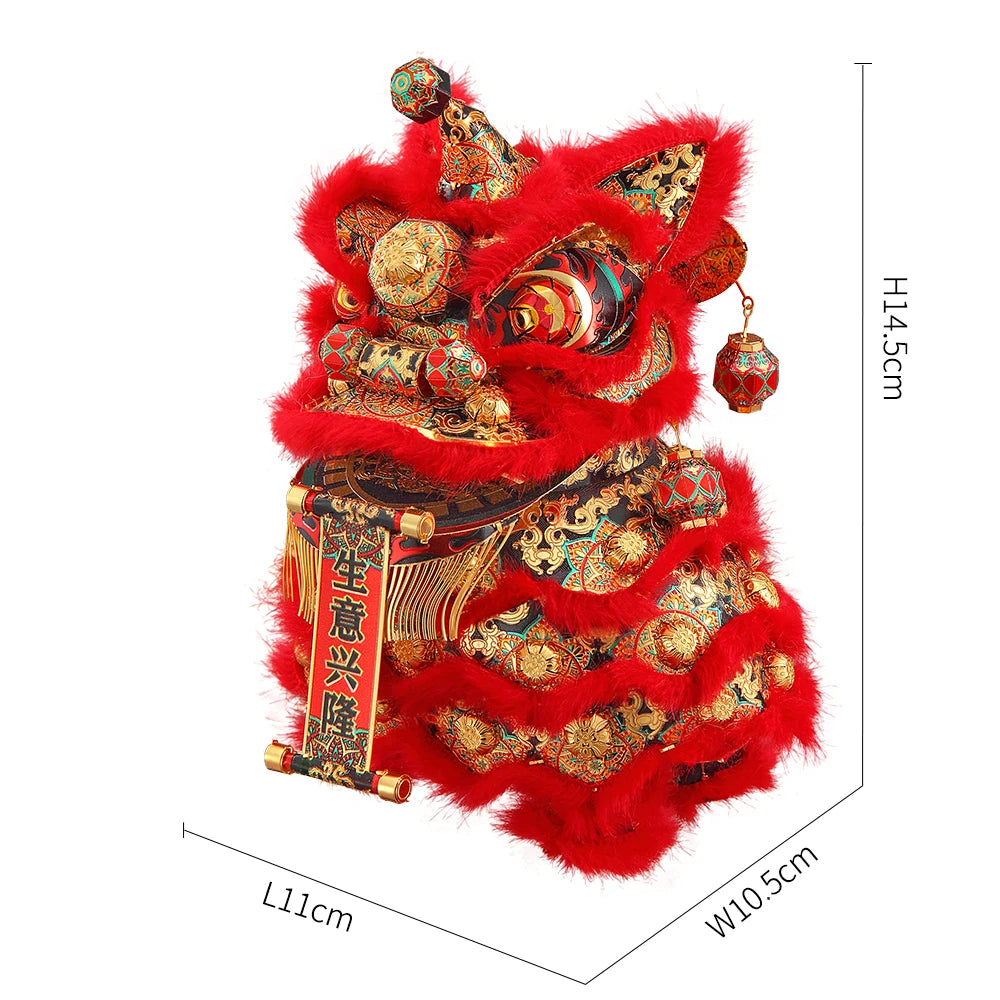 3D Metal Puzzle Chinese Dancing Lion Jigsaw Model Kits for Teens Brain Teaser for Adult