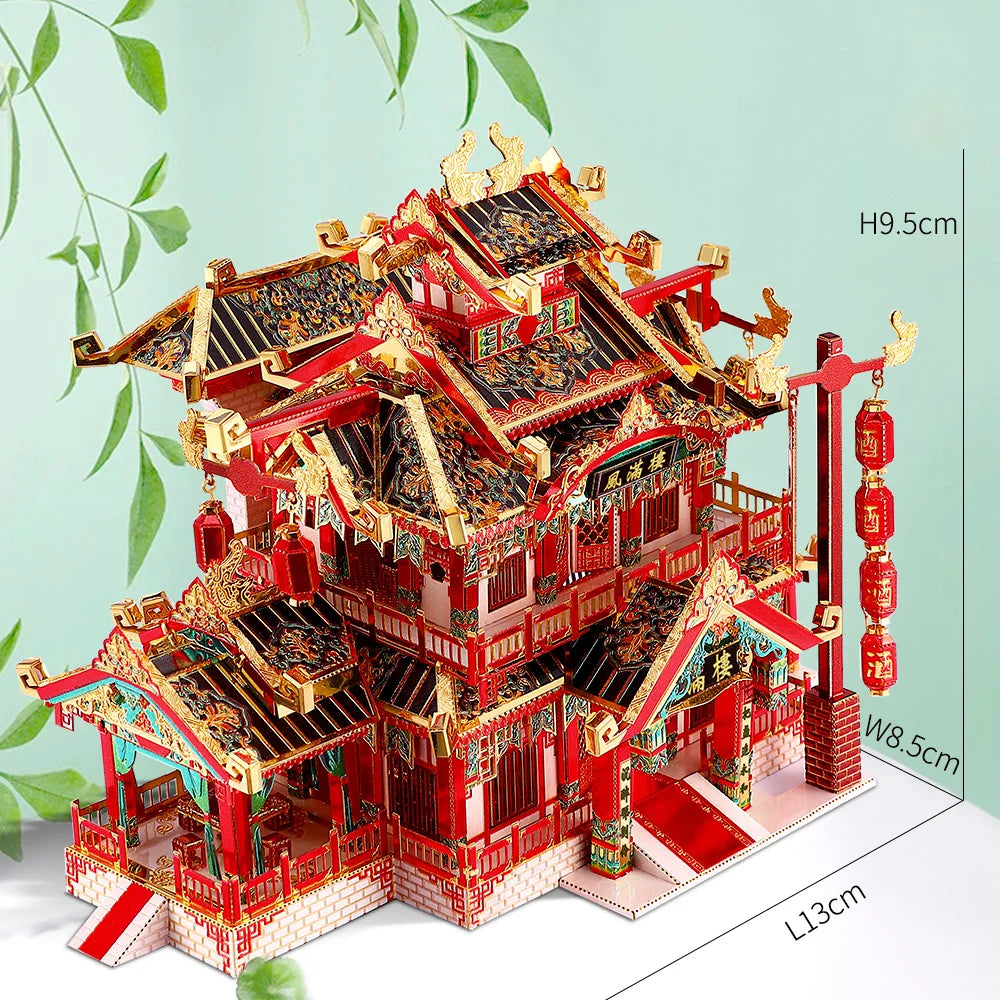 3D Metal Puzzle -Restaurant DIY Assemble Jigsaw Toy ,Model Building Kits Christmas and Birthday Gifts for Adults