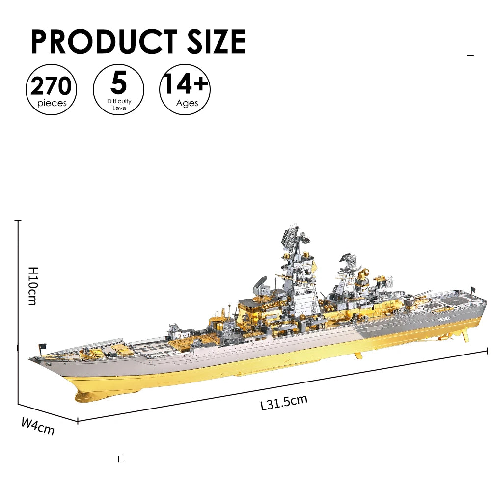 3D Metal Puzzle -Russian Battlecruiser Pyotr DIY  Jigsaw Toy Model Building Kits Christmas Gifts for Adults
