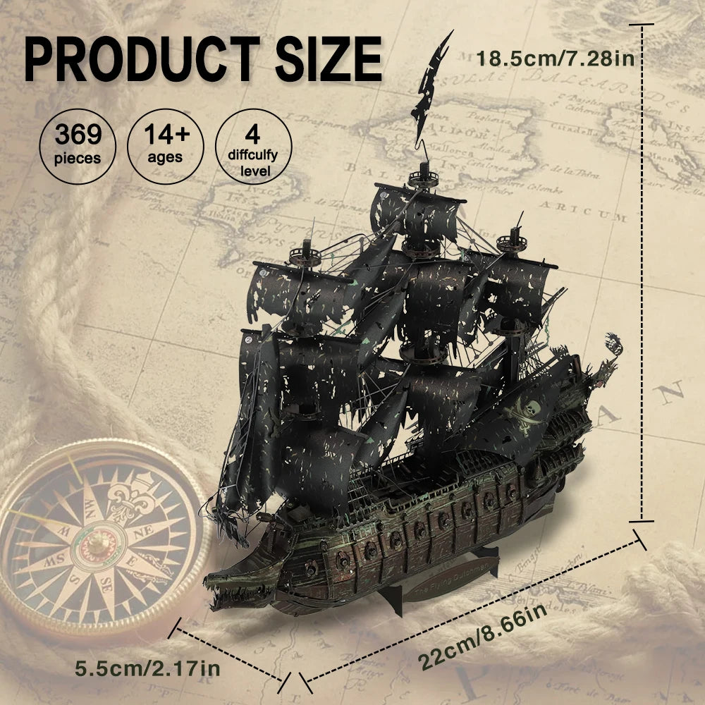 3D Metal Puzzle The Flying Dutchman Model Building Kits Pirate Ship Jigsaw for Teens Brain Teaser DIY Toys