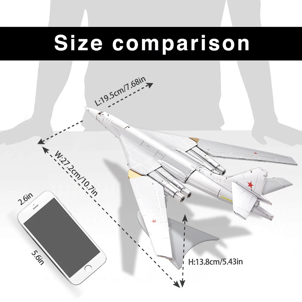 3D Metal Puzzles 1:200 Tu-160 Bomber Aircraft Assembly Model Kits Jigsaw DIY Toys for Adult Christmas Gifts Jigsaw Set