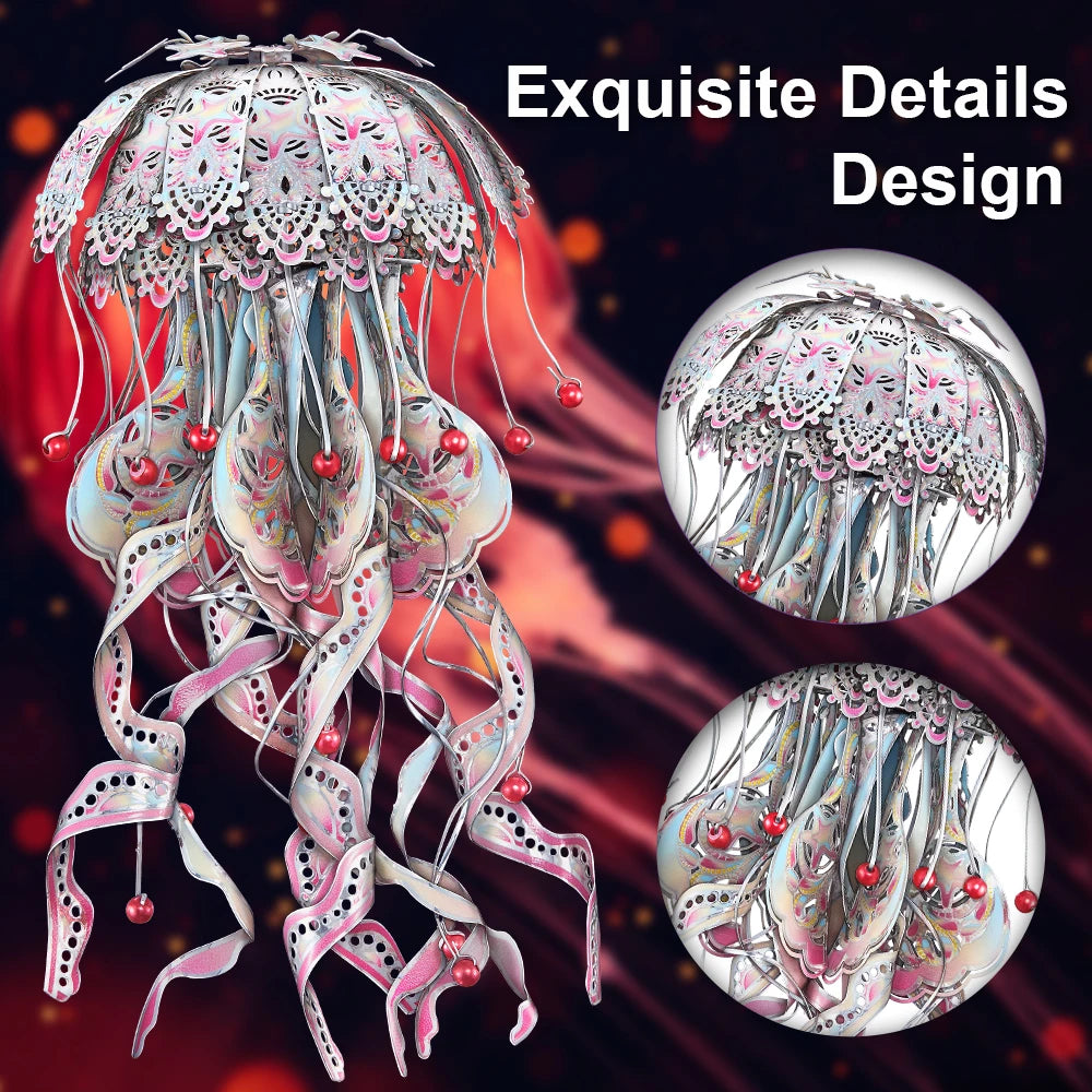 3D Puzzles Metal Model Gifts Colourful Jellyfish Building Kits Jigsaw DIY Toy for Adult (4 Colors)