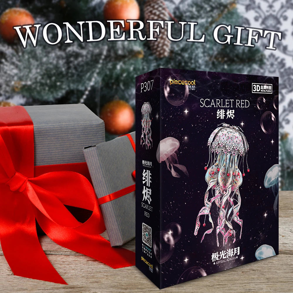 3D Puzzles Metal Model Gifts Colourful Jellyfish Building Kits Jigsaw DIY Toy for Adult (4 Colors)