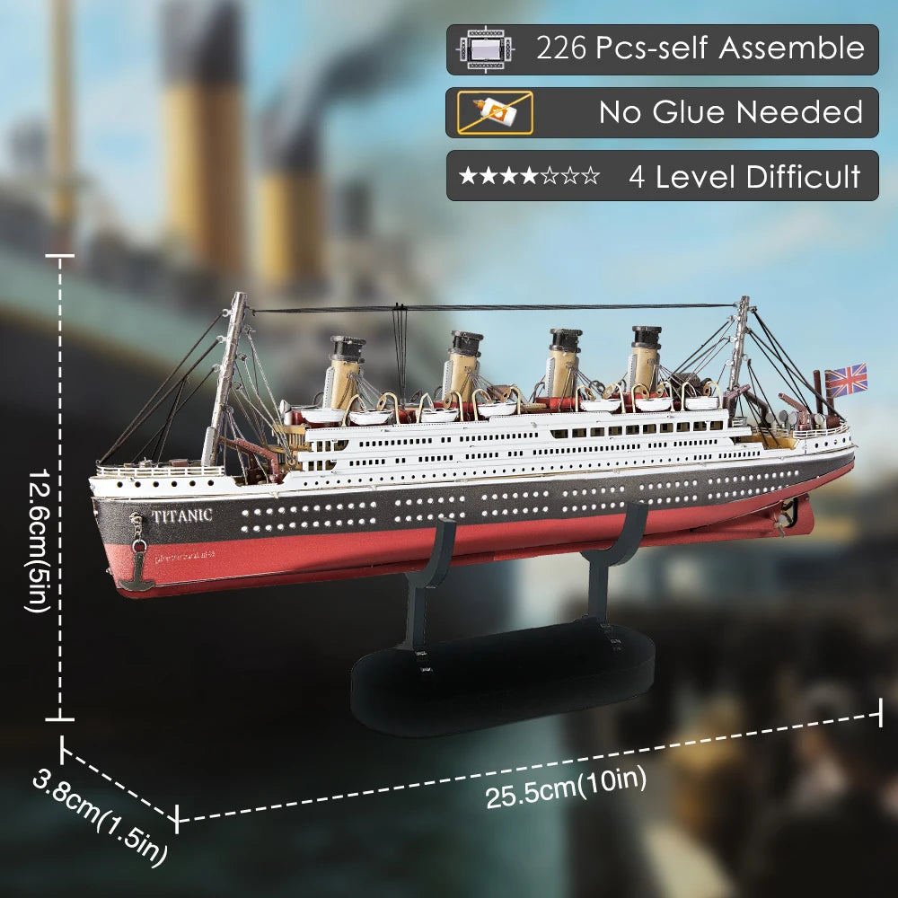 3d Metal Puzzles Gifts for Adults Titanic Ship Model 226pcs Cruise Jigsaw Toys Building Kits Home Decoration