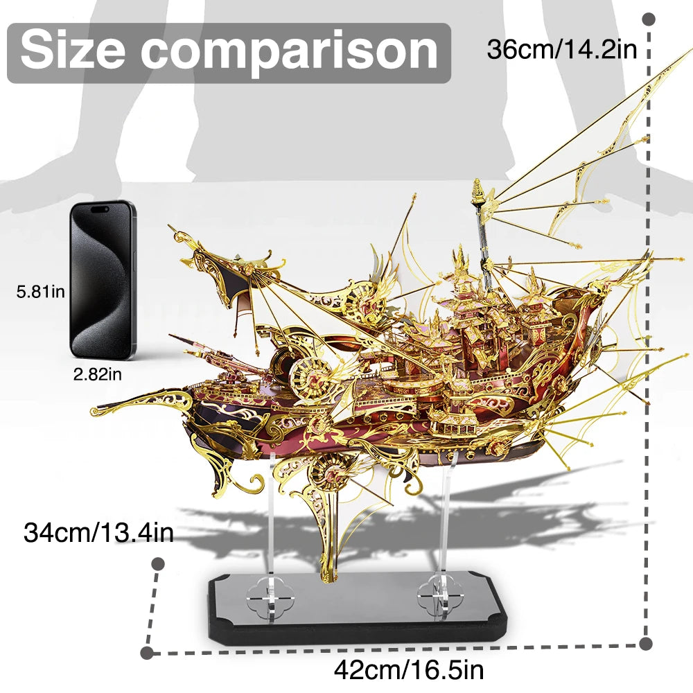 3d Metal Puzzles Nine Heavens Boat Ship Model Building Kit DIY Toy Jigsaw for Adult Brain Teaser Creative Gifts 701pcs