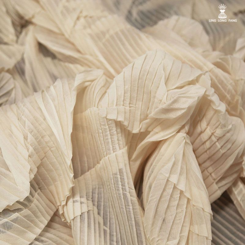 Pleated Dress Fabric By The Meter,Big Brand Designer Organza Fabric for Sewing Women Dress Clothes Pants,DIY Quilting Material