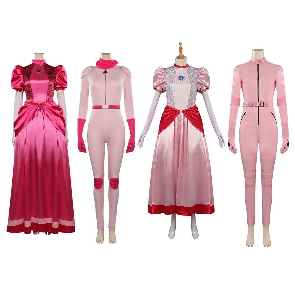 Princess Cos Peach Cosplay Costume Women Dress One-piece Jumpsuit Outfits Halloween Carnival Suit Adult Women Girls