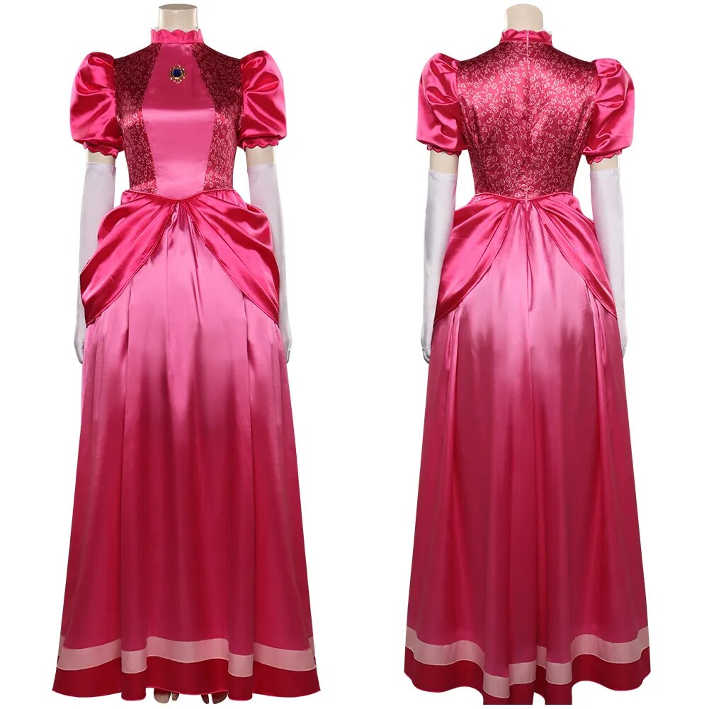 Princess Cos Peach Cosplay Costume Women Dress One-piece Jumpsuit Outfits Halloween Carnival Suit for Female Adult Women Girls