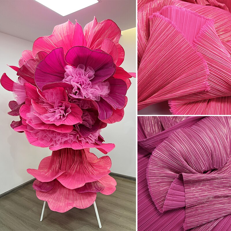 Pure Color Miyake Pleated Fabric for Handmade DIY Texture Creative Shape DIY Modeling Stage Decoration Material