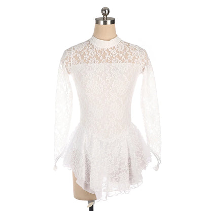 Figure Skating Costume Dress Ice Skating Skirt for Girl Women Kids Black lace Long sleeve Customized Competition Gymnastics