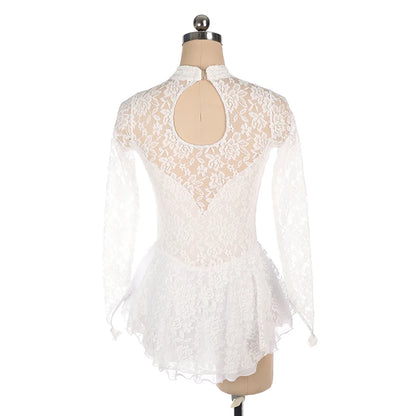 Figure Skating Costume Dress Ice Skating Skirt for Girl Women Kids Black lace Long sleeve Customized Competition Gymnastics