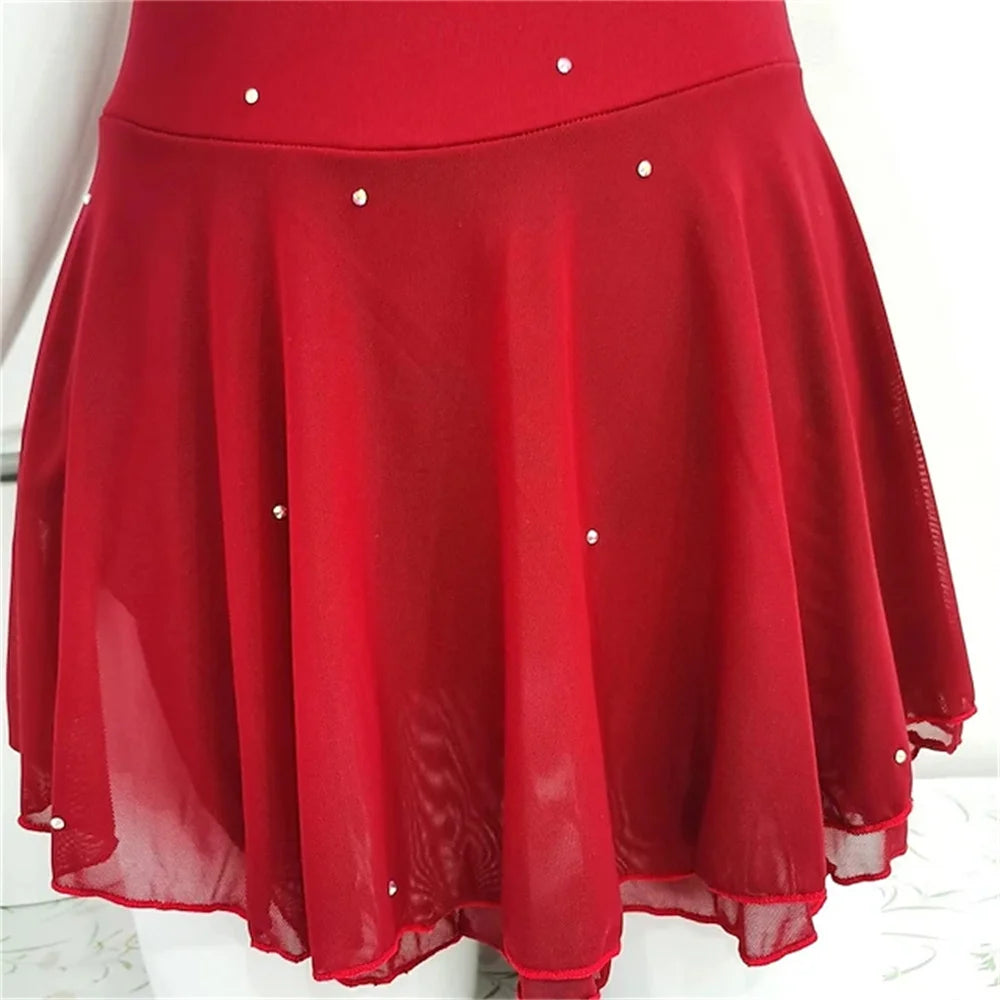 Figure Skating Dress Women's Training Competition Skating Wear Classic Crystal / Rhinestone Long Sleeve Ice Skating