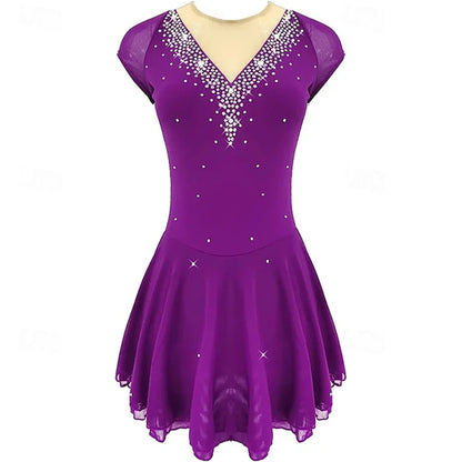 Figure Skating Dress Women's Training Competition Skating Wear Classic Crystal / Rhinestone Long Sleeve Ice Skating