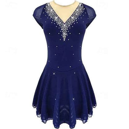 Figure Skating Dress Women's Training Competition Skating Wear Classic Crystal / Rhinestone Long Sleeve Ice Skating