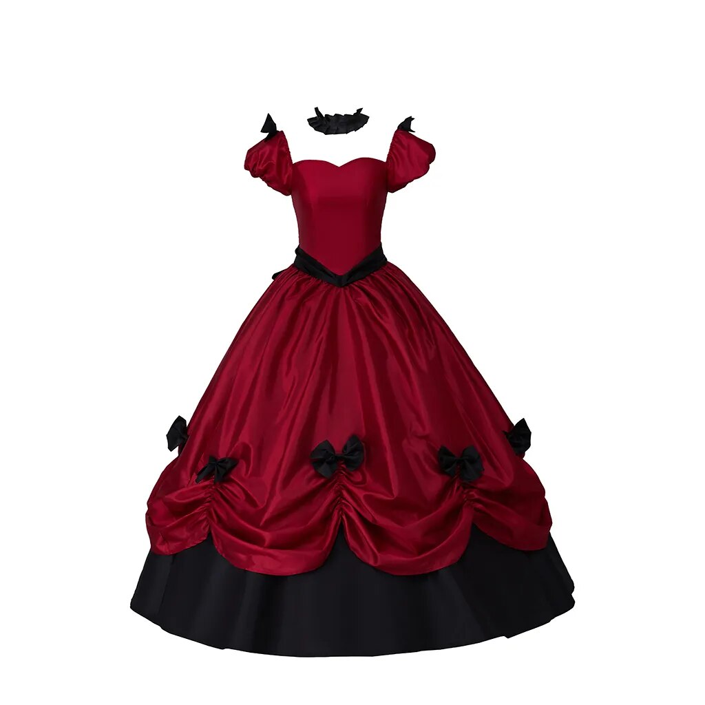 1860s Victorian Civil War Gown Red Princess Costume Dress  Victorian Rococo Edwardian Princess Dress Halloween Costume