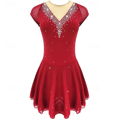Figure Skating Dress Women's Training Competition Skating Wear Classic Crystal / Rhinestone Long Sleeve Ice Skating