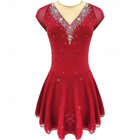 Figure Skating Dress Women's Training Competition Skating Wear Classic Crystal / Rhinestone Long Sleeve Ice Skating