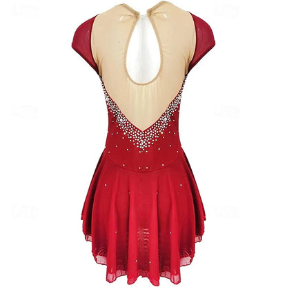 Figure Skating Dress Women's Training Competition Skating Wear Classic Crystal / Rhinestone Long Sleeve Ice Skating