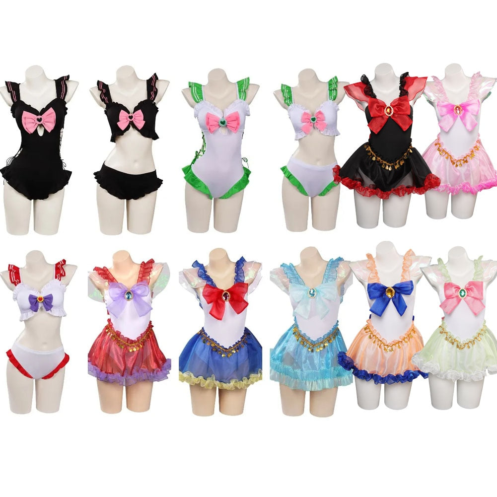Sailoring Anime Moon Mizuno Rei Usagi Makoto Chibiusa Cosplay Swimsuit Costume Dress Jumpsuit Halloween Carnival for Women Girls
