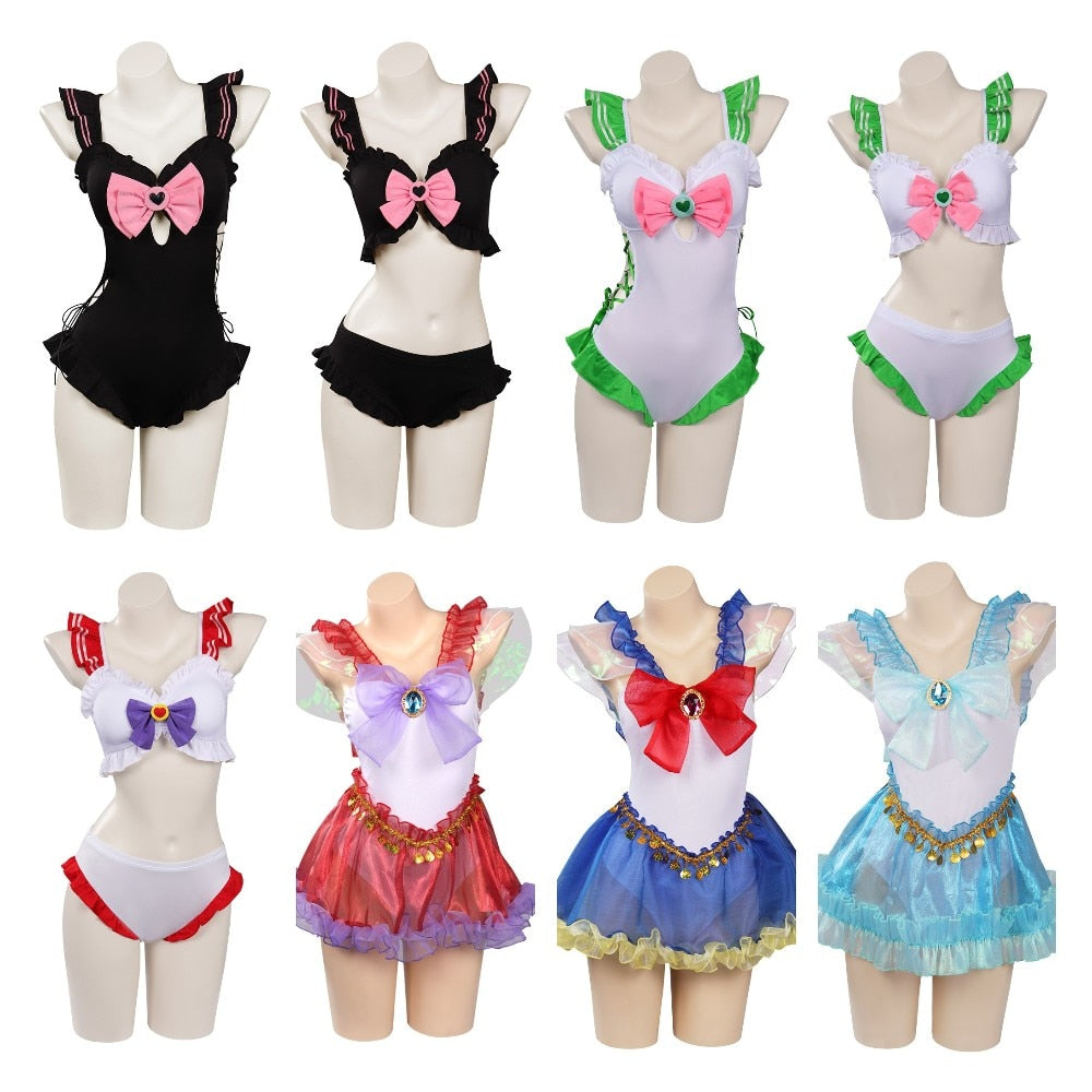 Sailoring Anime Moon Mizuno Rei Usagi Makoto Chibiusa Cosplay Swimsuit Costume Dress Jumpsuit Halloween Carnival for Women Girls