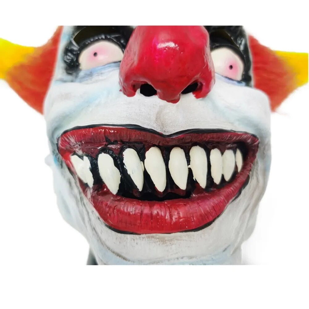 Scary Evil Halloween Clown Mask Horror Cosplay Costume Props Adult Latex Clown Full Head Masks Reddish Yellow Hair