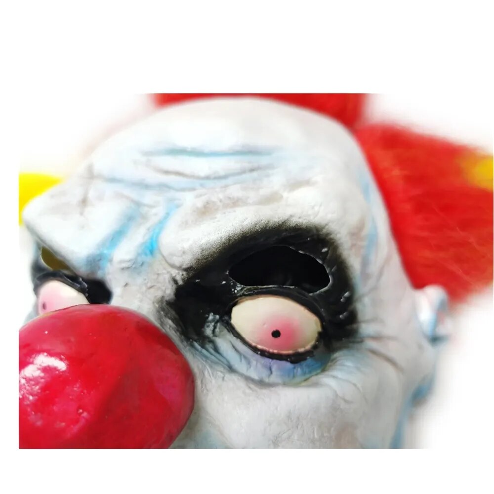 Scary Evil Halloween Clown Mask Horror Cosplay Costume Props Adult Latex Clown Full Head Masks Reddish Yellow Hair