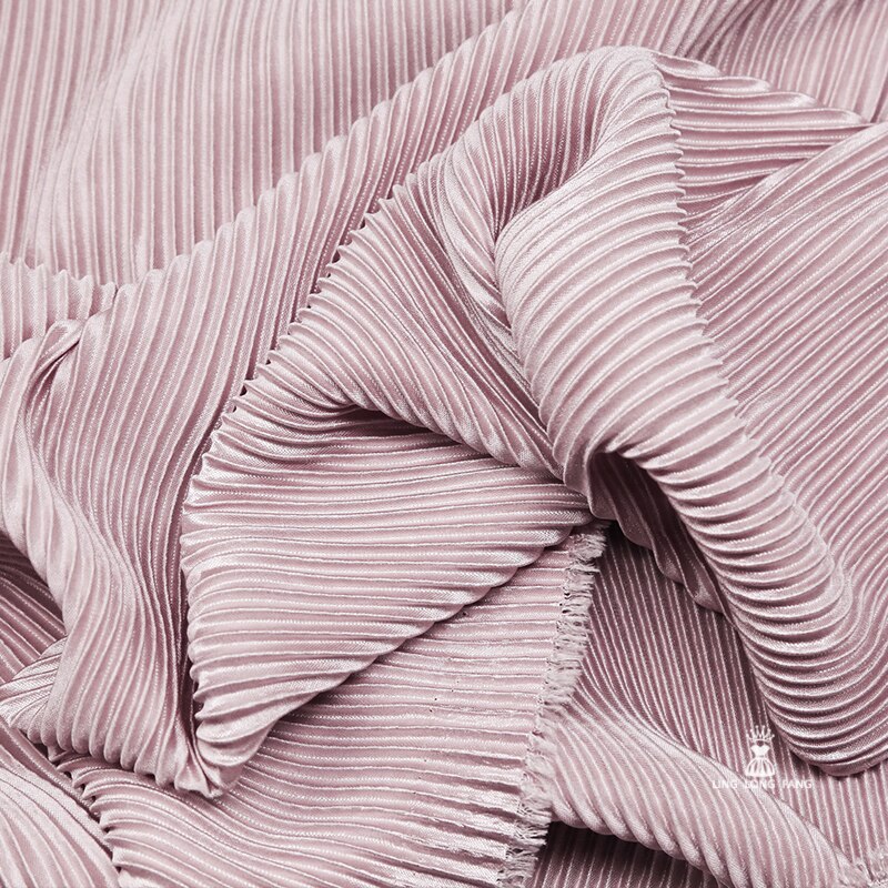 Striped Textured Pleated Fabric Elastic Silky Drape for Spring and Summer Dress Wide Leg Pants Clothing Fabric