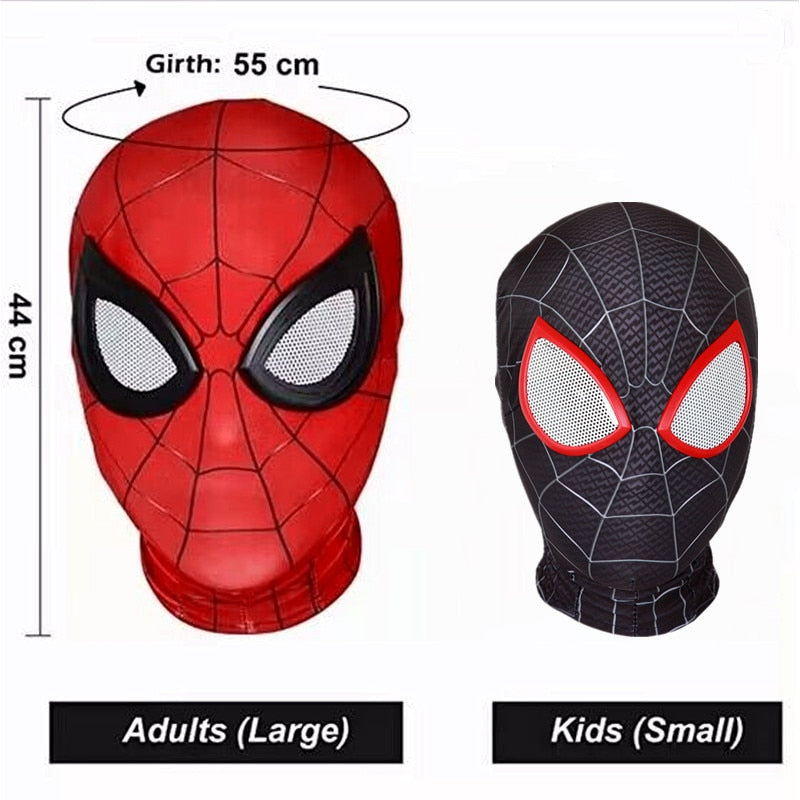 Superhero Mask Miles Spiderman Mask Peter Parker Halloween Cosplay Costume Mask Spandex Fabric Material Adults and Children