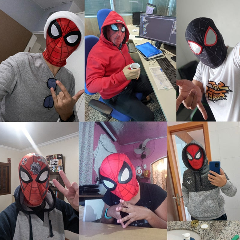 Superhero Mask Miles Spiderman Mask Peter Parker Halloween Cosplay Costume Mask Spandex Fabric Material Adults and Children