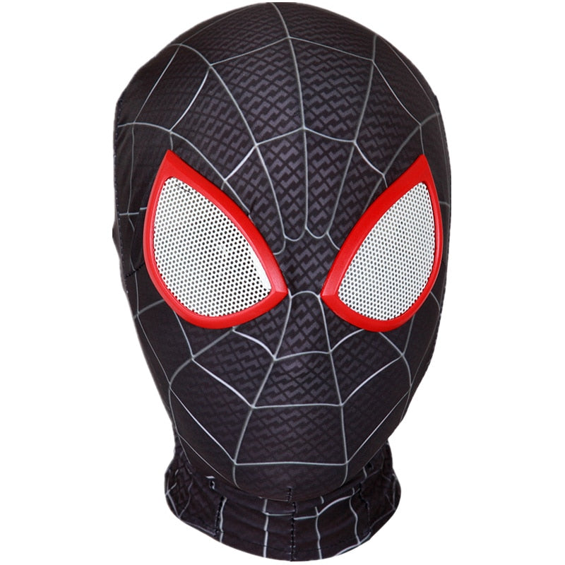 Superhero Mask Miles Spiderman Mask Peter Parker Halloween Cosplay Costume Mask Spandex Fabric Material Adults and Children