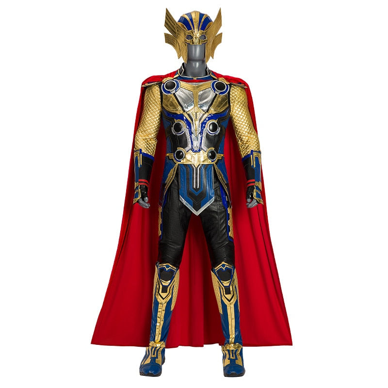 Superhero Thor Love and Thunder Cosplay Costume for Adult Men Armor Props with Cape Halloween Carnival Role Play Full Suit