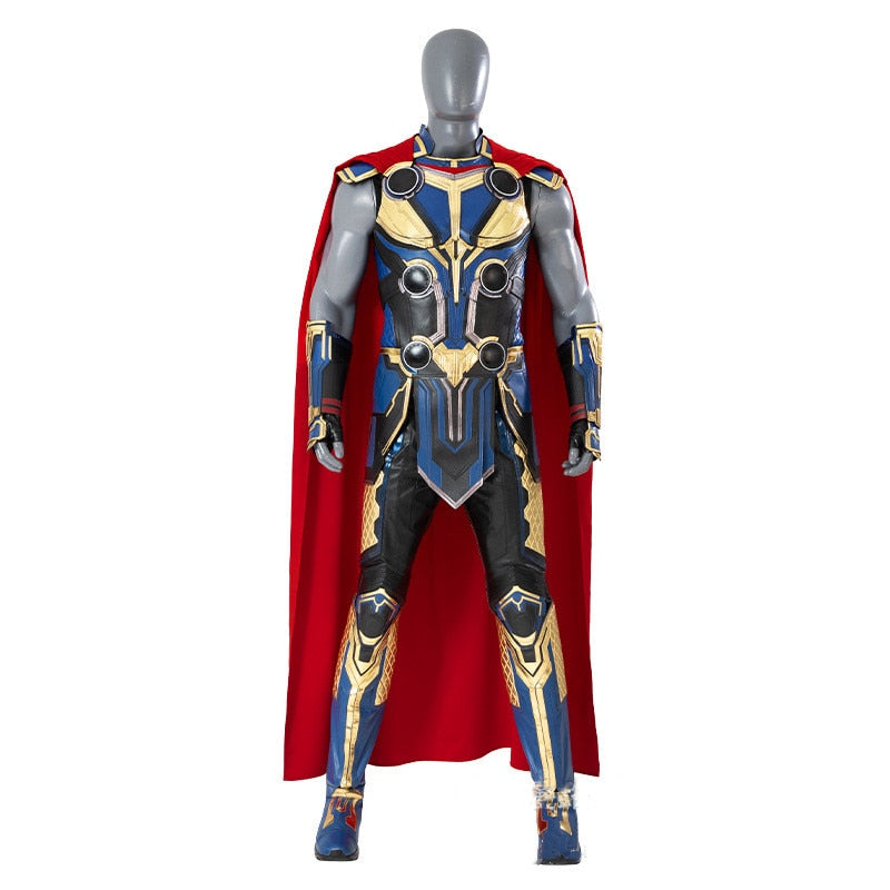 Superhero Thor Love and Thunder Cosplay Costume for Adult Men Armor Props with Cape Halloween Carnival Role Play Full Suit