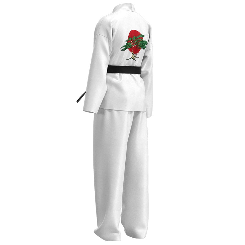 Taekwondo Uniform Pure White Karate Training Clothes Karate Kid Cosplay Men and Women Universal Tops Pants Set