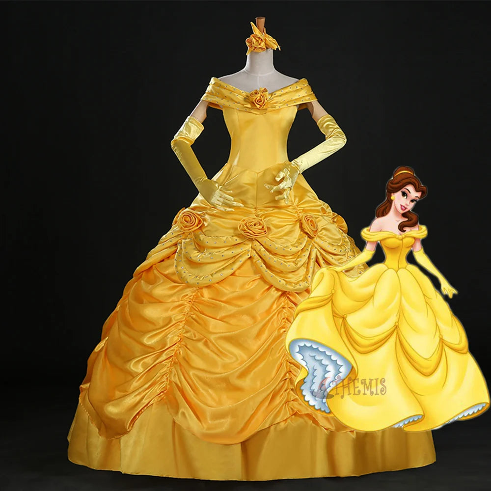 Belle Princess Cosplay Costume for Adults Women Girls Christmas Halloween Party Dress Costume Custom Made
