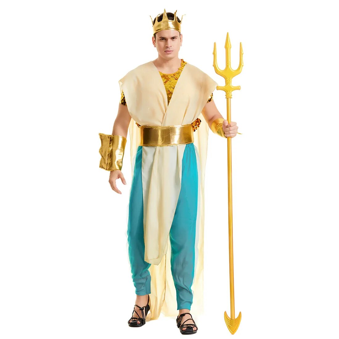 Women Sea Siren Mermaid Queen Costume Men&#39;s Poseidon Costumes Fantasia Halloween Purim Carnival Mardi Gras Dress up