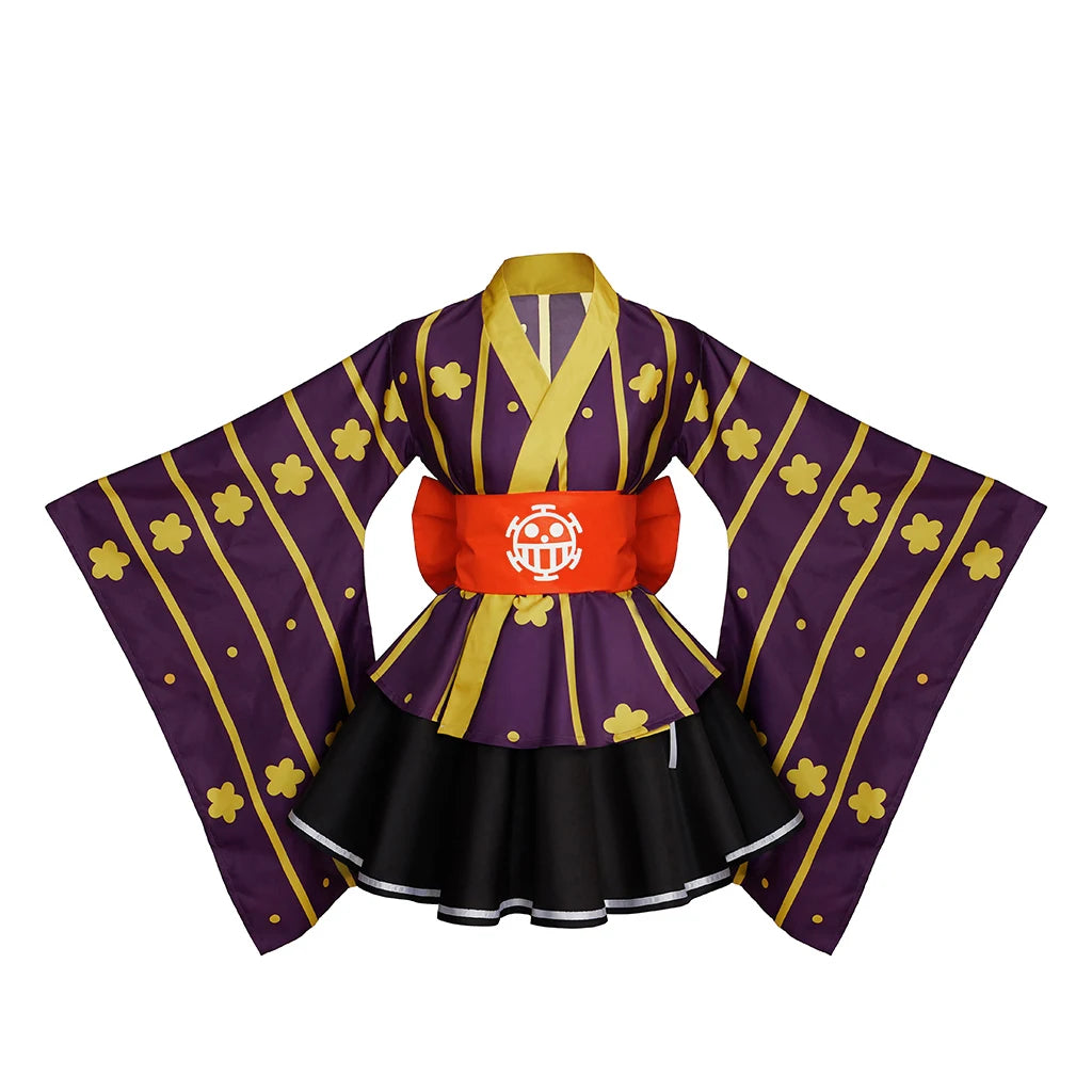 Wano Country Law Kimono Cosplay Costume Anime One Piece Trafalgar D Water Law Cosplay Kimono Skirts Suit Women Halloween Costume