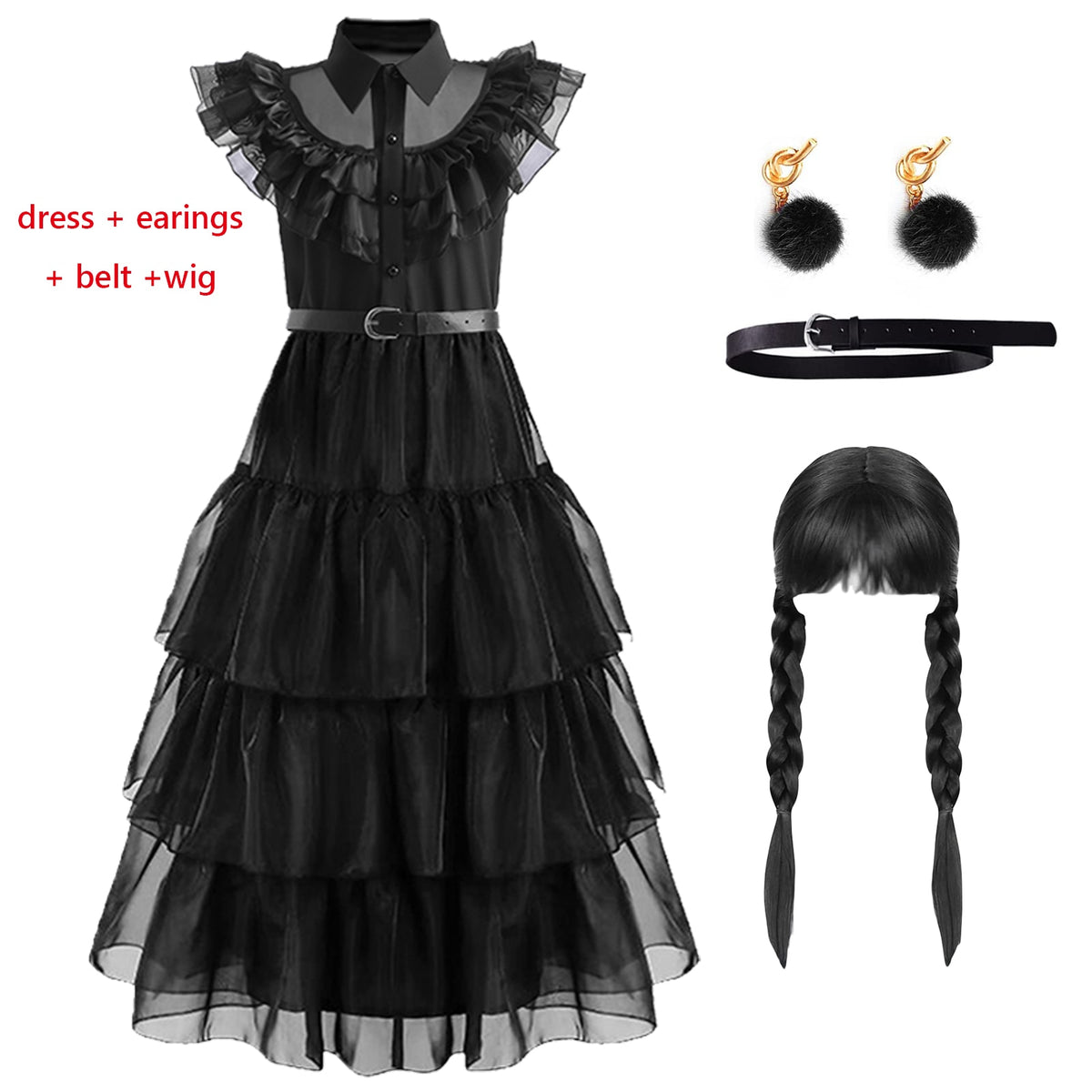 Wednesday Addams Cosplay For Girl Costume  Vestidos For Kids Party Dresses Carnival Easter Halloween Costumes 5-14 Years