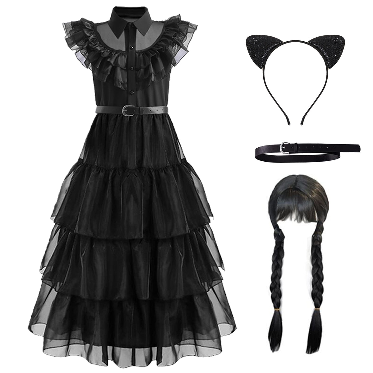 Wednesday Addams Cosplay For Girl Costume  Vestidos For Kids Party Dresses Carnival Easter Halloween Costumes 5-14 Years