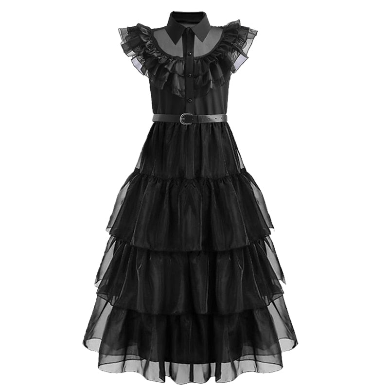 Wednesday Addams Cosplay For Girl Costume  Vestidos For Kids Party Dresses Carnival Easter Halloween Costumes 5-14 Years